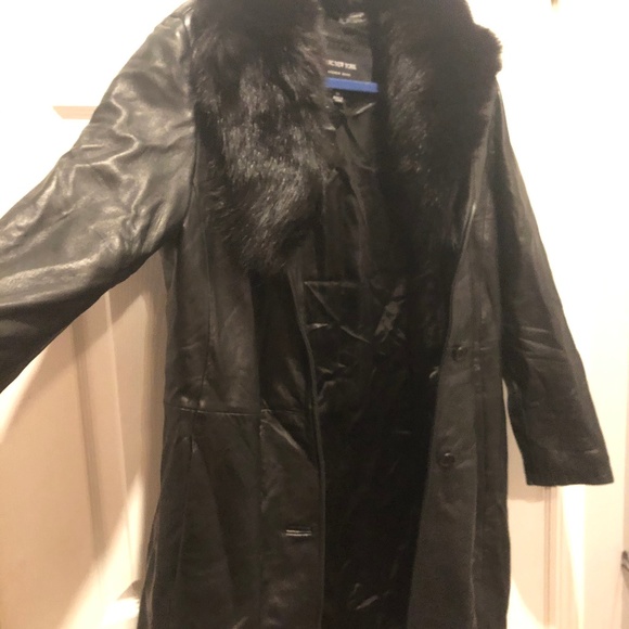 Black Leather & fur Jacket